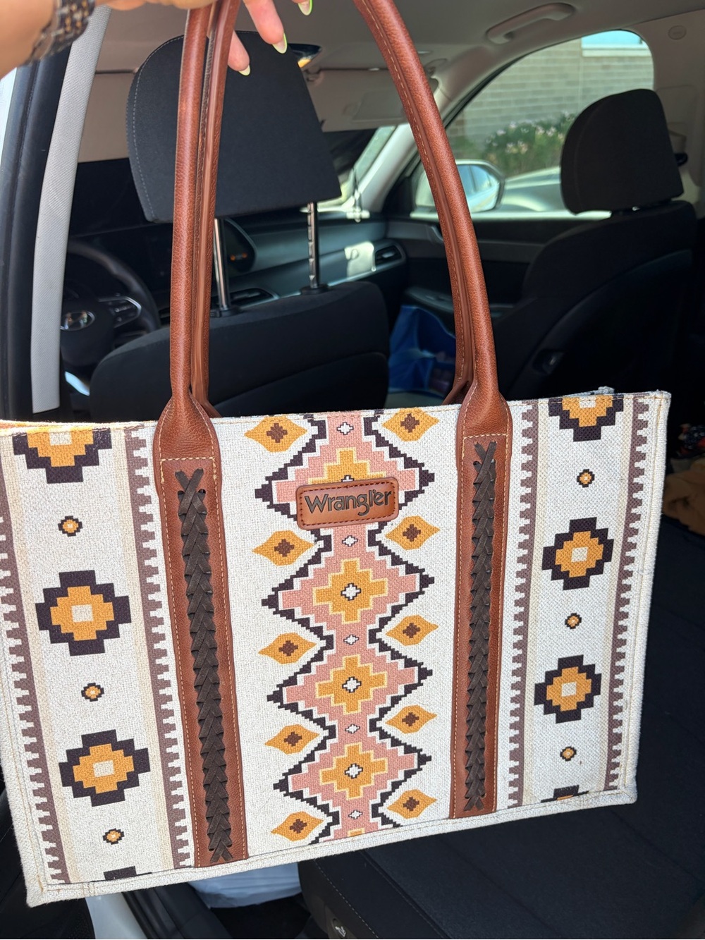 Wrangler Cream, Brown & Yellow Aztec Tote